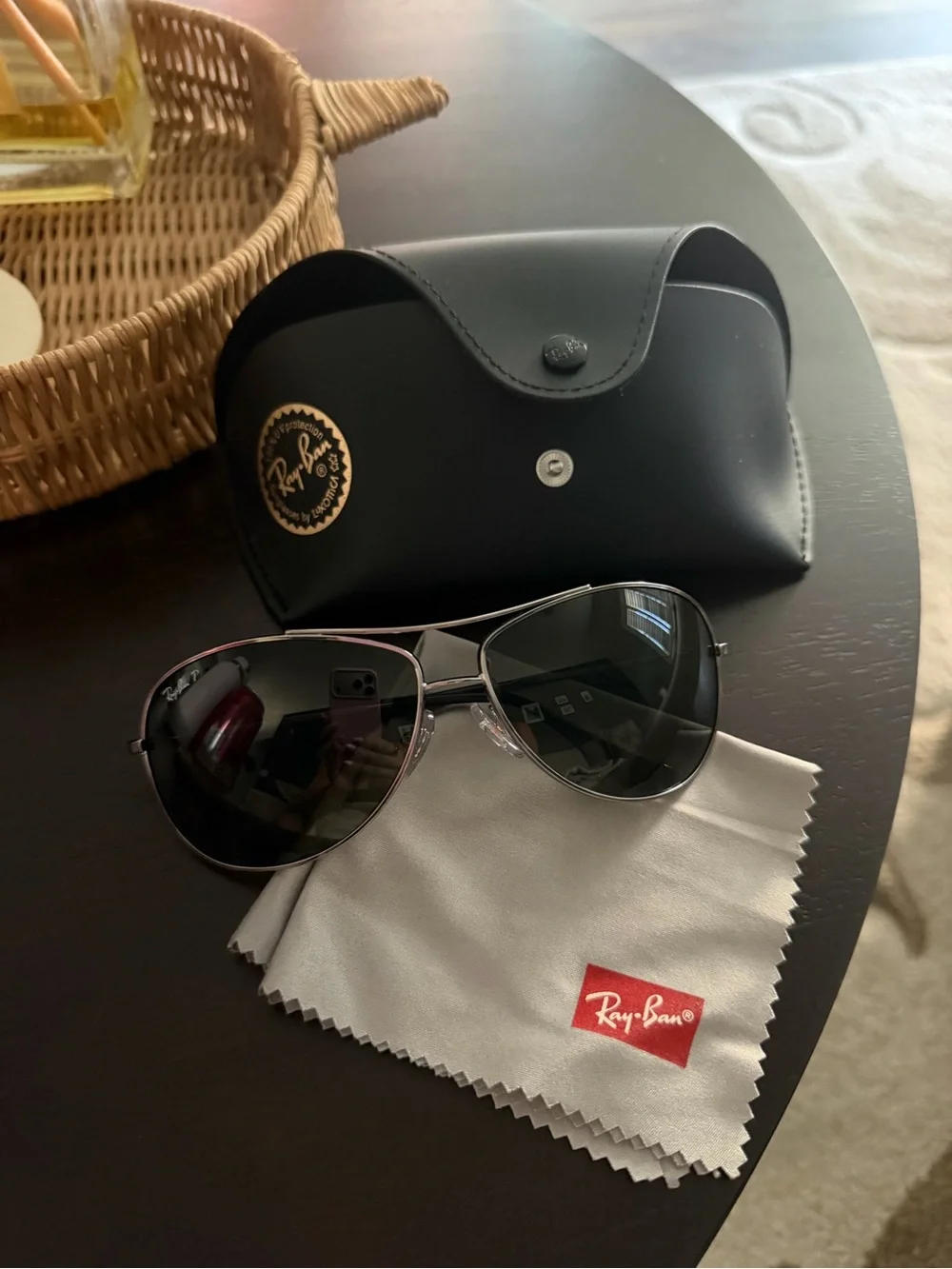 Ray-Ban Men’s Silver Frame Black Lens Aviator Sunglasses